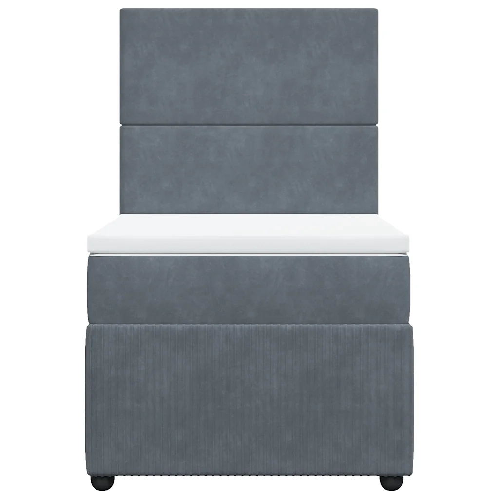 Giroletto a Molle con Materasso Grigio Scuro 80x200 cm Velluto