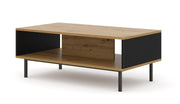 TAVOLINO DA CAFFÈ RAVENNA B IN MDF RIVESTITO IN LEGNO 90x60x45 ROVERE ARTIGIANALE NERO OPACO STRUTTURA NERA