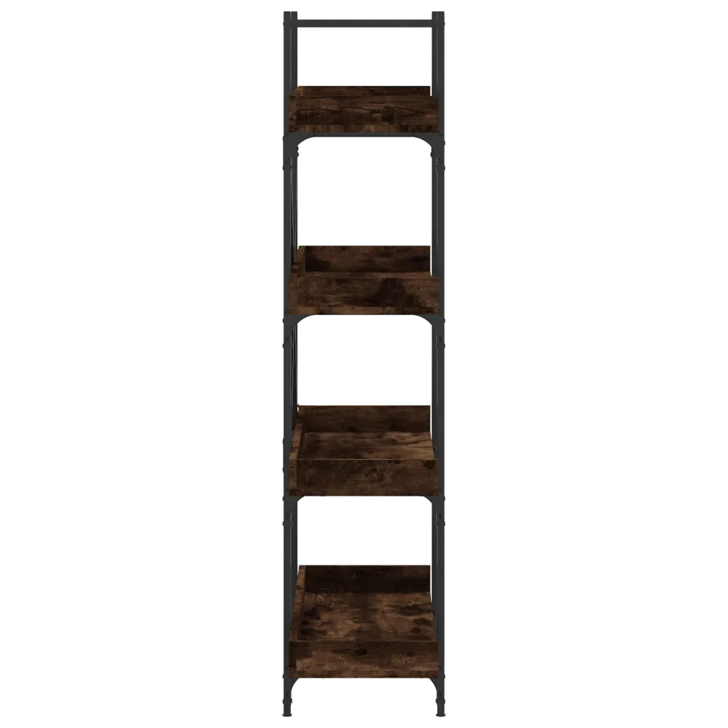Libreria 4 Ripiani-Scaffale per Libri-Mobile di Stoccaggio Rovere Fumo 100x33x145,5cm Legno Multistrato