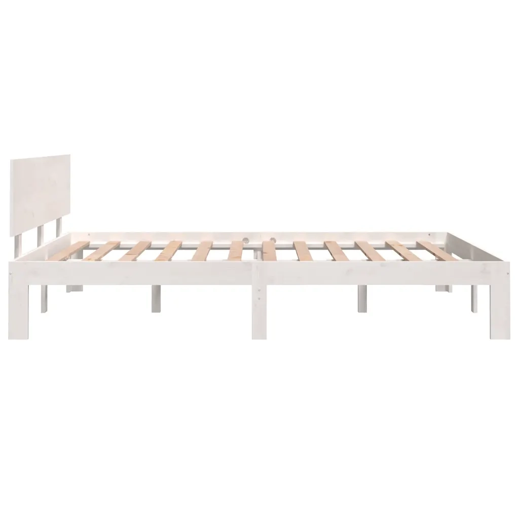 Giroletto-Struttura Letto Bianco in Legno Massello 150x200 cm King Size 981694