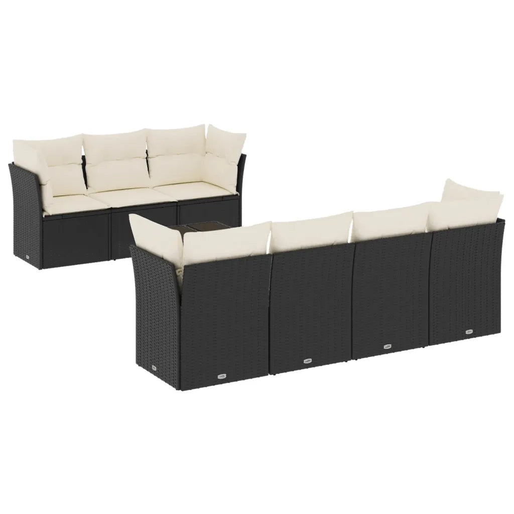 Set Divani da Giardino con Cuscini 8 pz Nero in Polyrattancod mxl 91093