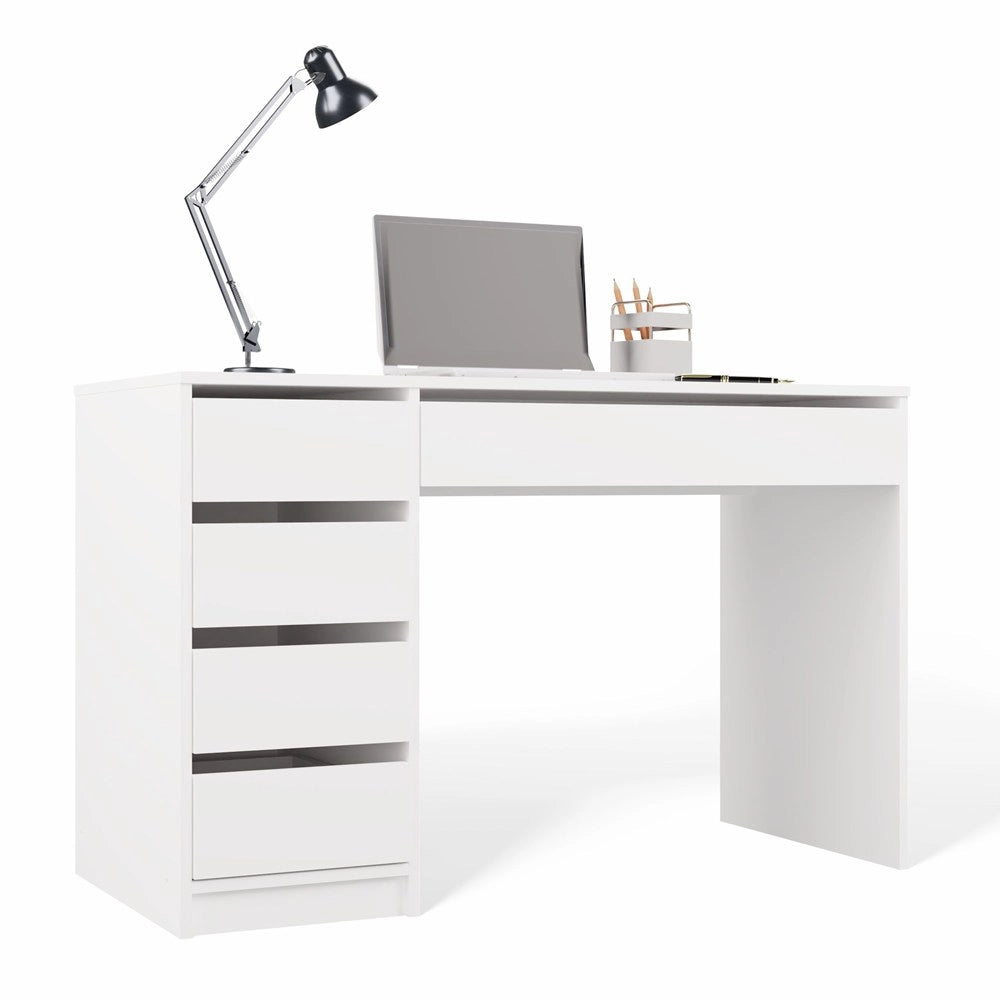 Scrivania ARTO bianco 120 cm 5 cassetti mobile moderna per studio casa ufficio