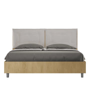Letto Matrimoniale 160x190 cm con Rete e Contenitore Struttura Quercia con Cuscini in Similpelle Egos Annalisa Tortora