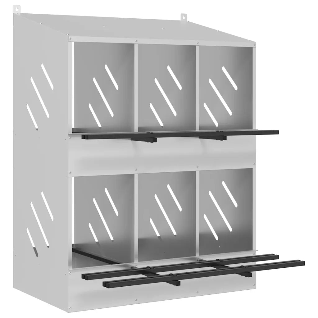 Nido per Polli con 6 Scomparti in Metallo Galvanizzato Argento CFW1539776