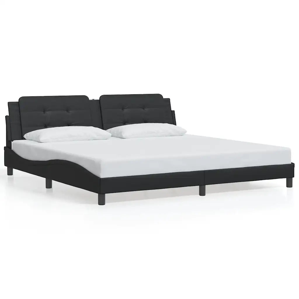 Letto matrimoniale | Letto per adulti | Giroletto senza Materasso Zadar Nero 200x200 cm in Similpelle