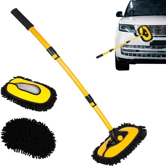 Kit di pulizia per auto con setola a 15° curva, 43" setola in alluminio con manico telescopico per auto, furgoni, camion e camper, setola di pulizia per auto con lunga manica, strumento di pulizia senza graffi.