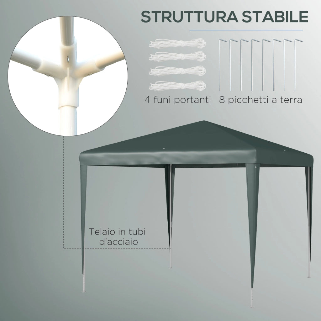 Gazebo da Giardino ¨C zephmum ¨C Verde, Acciaio, PE, 2.7x2.7 m