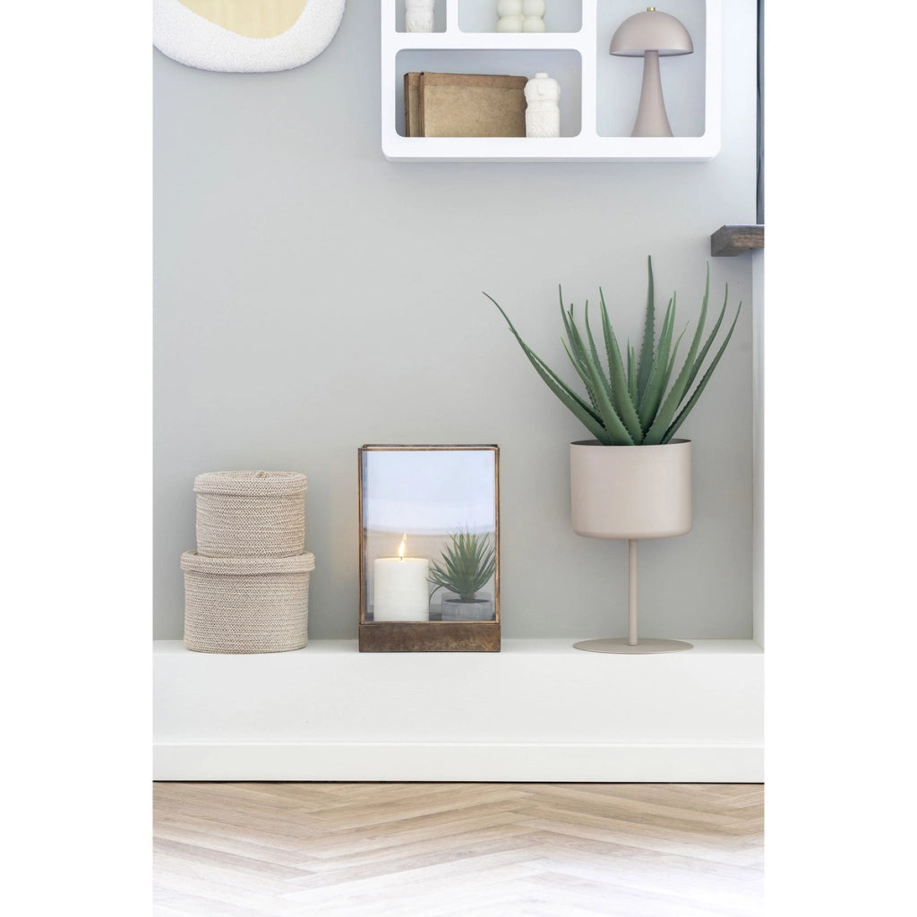 Lampada da Tavolo Trofa, Beige, Metallo, 21,5x21,5x36 cm