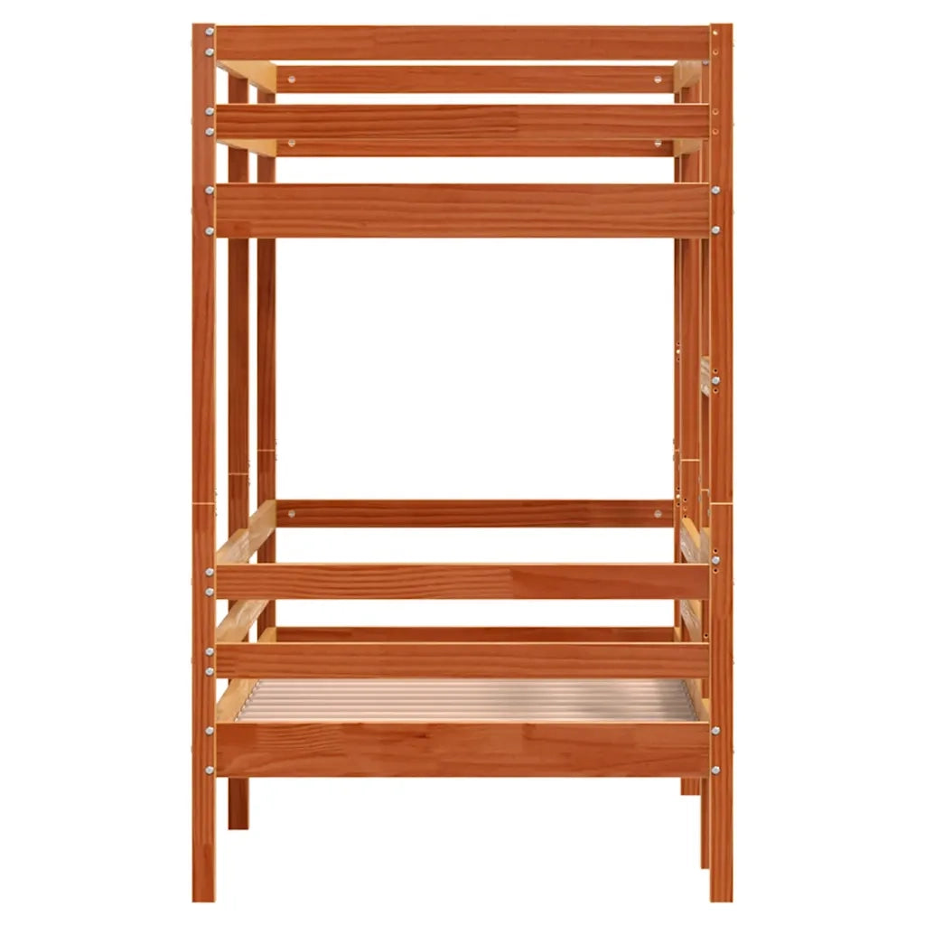 Letto singolo | Letto per adulti | Letto a Castello Marrone Cera 75x190 cm in Legno di Pino