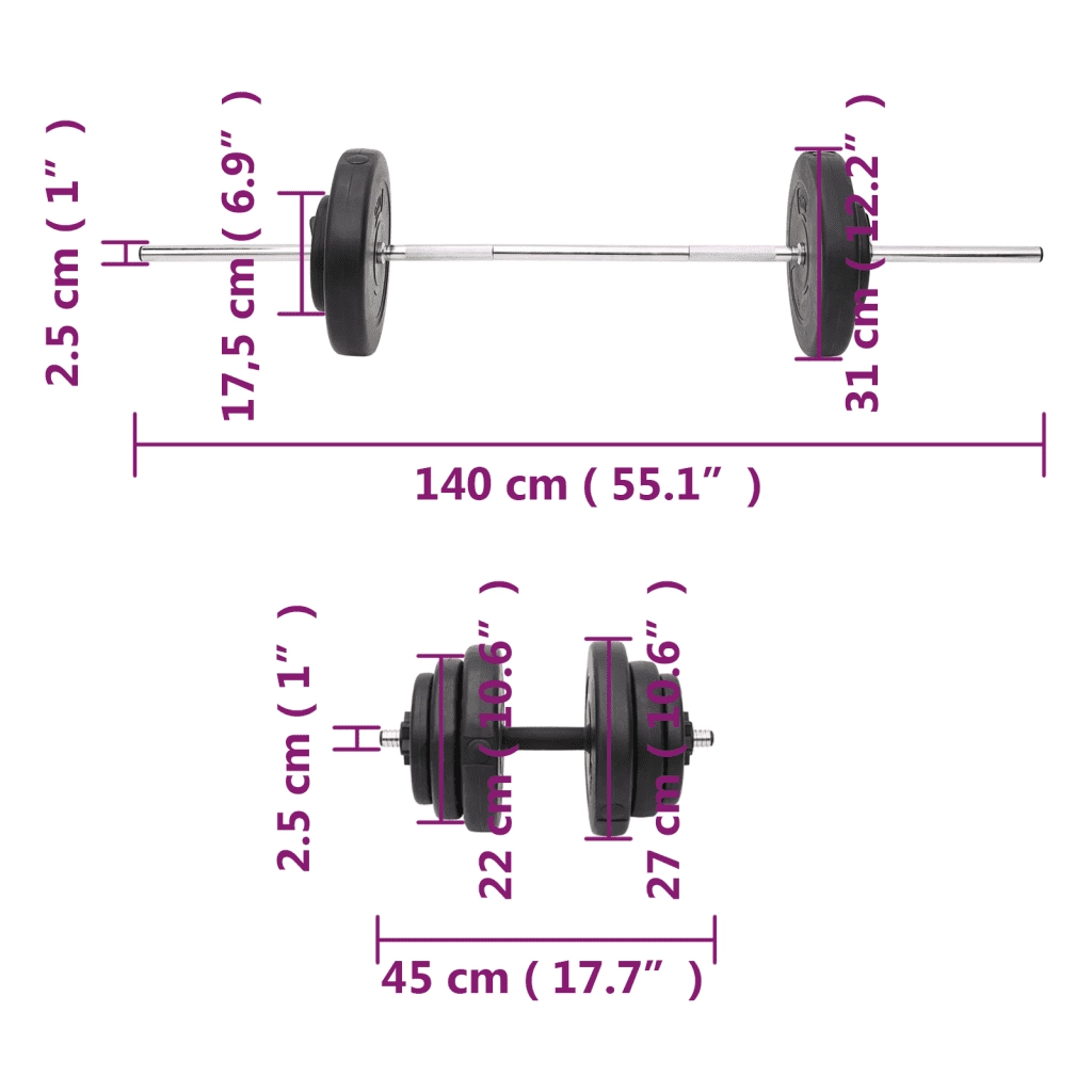 Set Bilanciere e Manubri con Dischi 60 kg CFW6126756