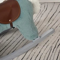 Cavallo a Dondolo per Bambini in Peluche e Legno con Suoni e Orsetto Incluso, per Bimbi da 18-36 Mesi, 65x26x55cm, Blu