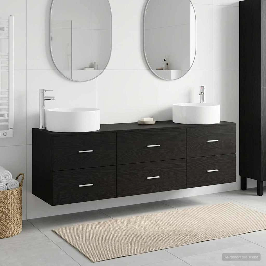 Set di mobili per il bagno 3 pz Nero 161,5 x 44,5 x 80 cm 3405940