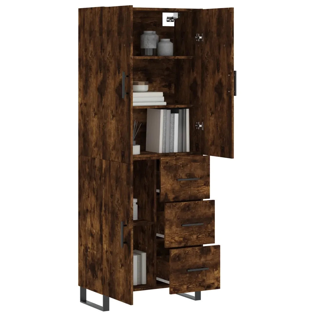 Credenza | Madia | Buffet da pranzo | Armadio da pranzo Rovere Fumo 69,5x34x180 cm in Legno Multistrato