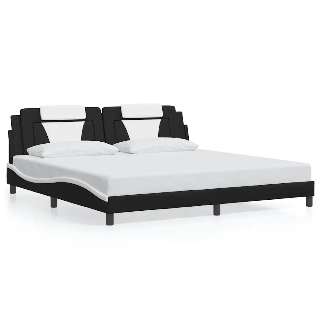 Giroletto Viana senza Materasso Bianco e Nero 200x200 cm in Similpelle