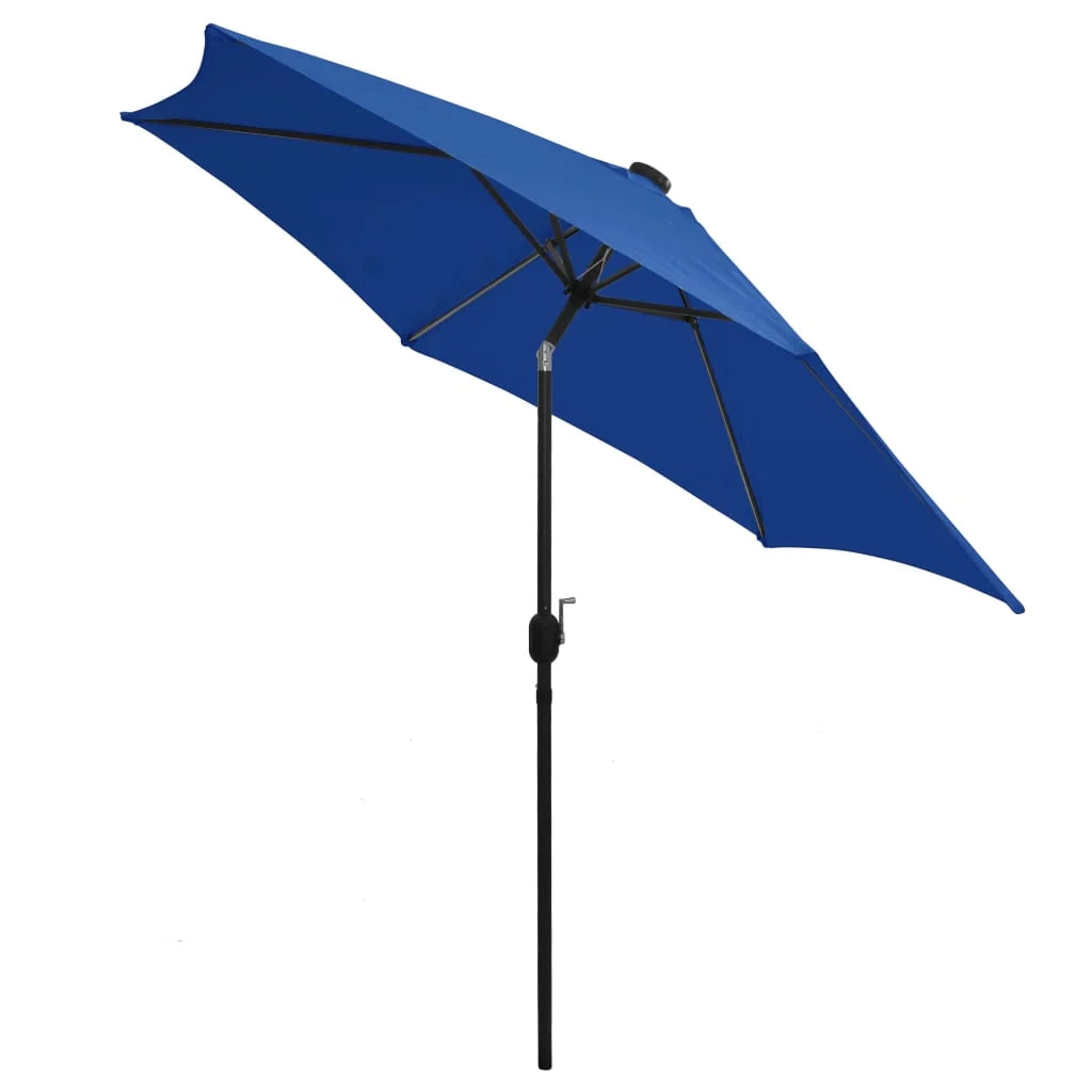 Ombrellone con LED e palo in alluminio da 300 cm azzurro 02_0008084
