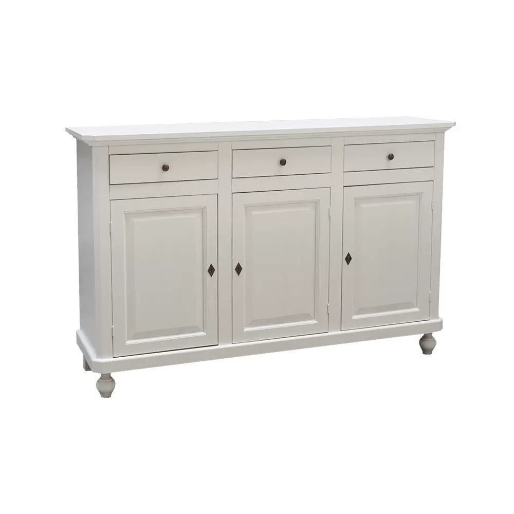 Madia credenza arte povera 3 ante legno bianco150x43x98 (1506) - Mobili 2G