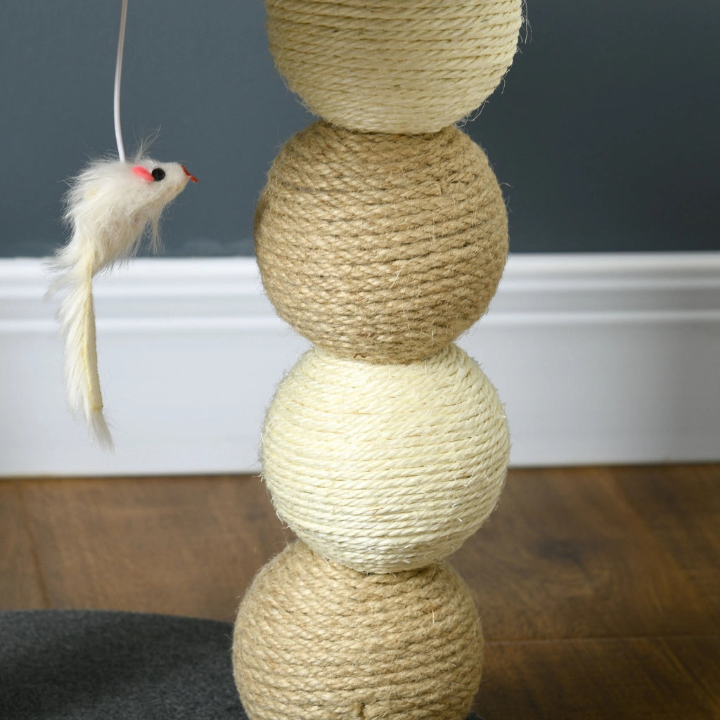 Torre per Gatti con Nido e Poste in Sisal ¨C Zephmum ¨C Grigio e Beige ?40x48 cm