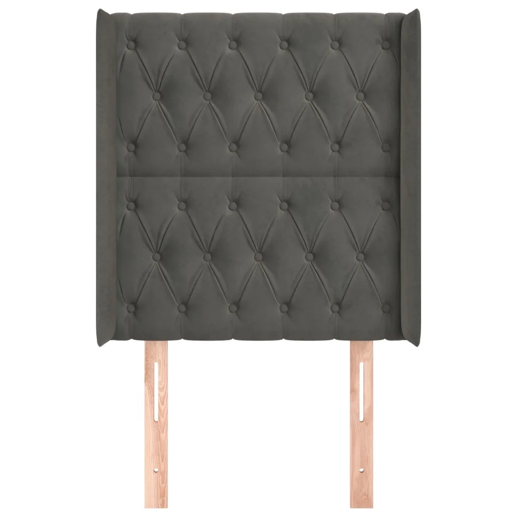 Testiera ad Orecchio Grigio Scuro 83x16x118/128 cm in Velluto