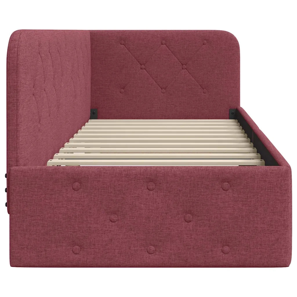 Cornice del letto ad angolo Rosso Vino 80 x 200 cm Tessuto