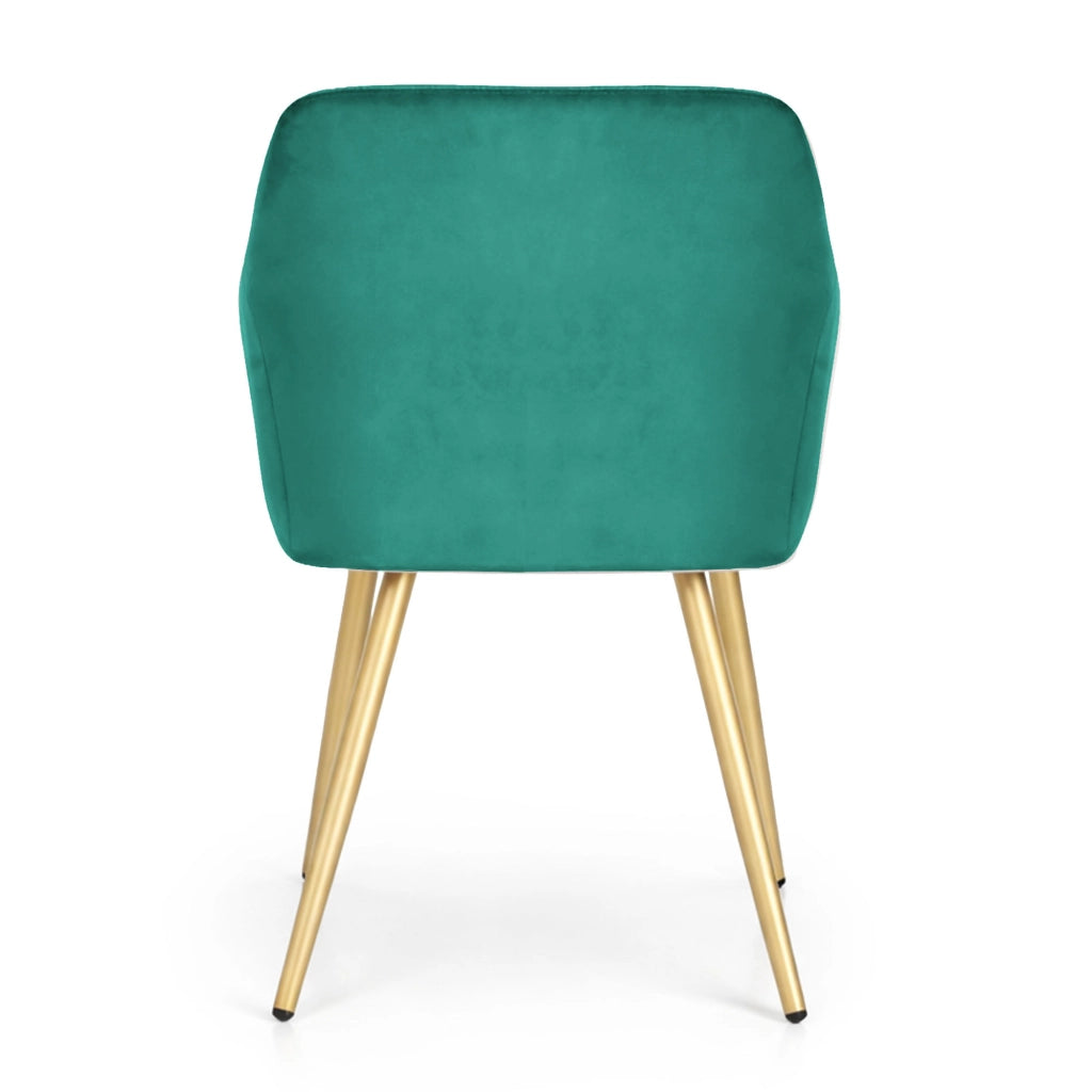 Set di 2 Sedie in velluto liscio ESTELLE Verde Bottiglia gambe oro