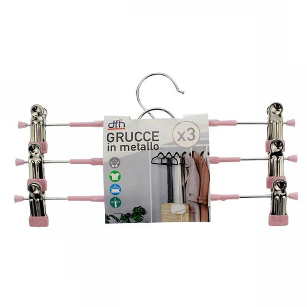 Trade Shop - Set 3 Grucce Pantaloni In Metallo Rosa Armadio Clip Antiscivolo Gonne Shorts Top -
