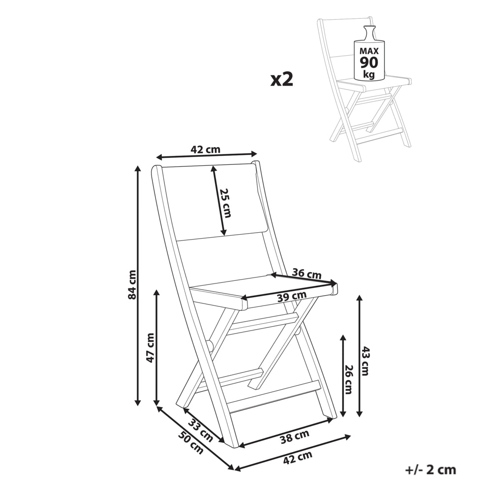Set di 2 sedie da giardino pieghevoli in legno di acacia con schienale in corda verde stile classico tradizionale
