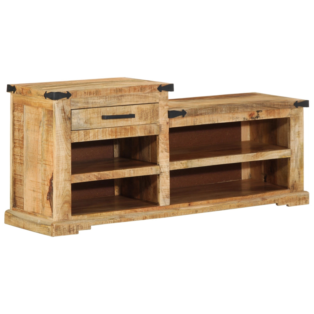 Panchina da scarpe 110x35x50 cm in legno massello di mango grezzo