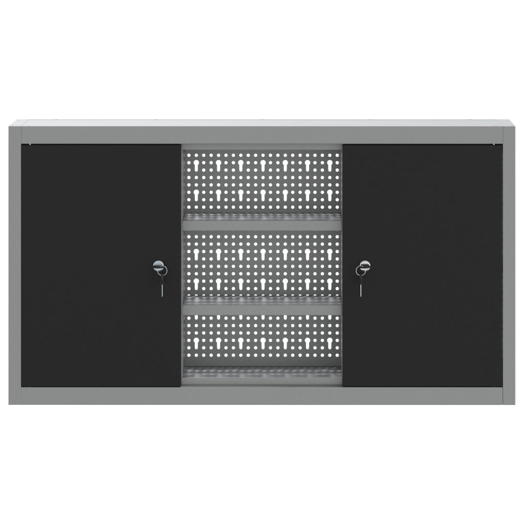 Armadio da Muro  con Pannello Perforato Nero 100x20x55 cm in Acciaio