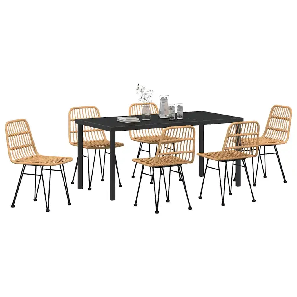 Set da Pranzo per Giardino 7 pcs Marrone 3379195