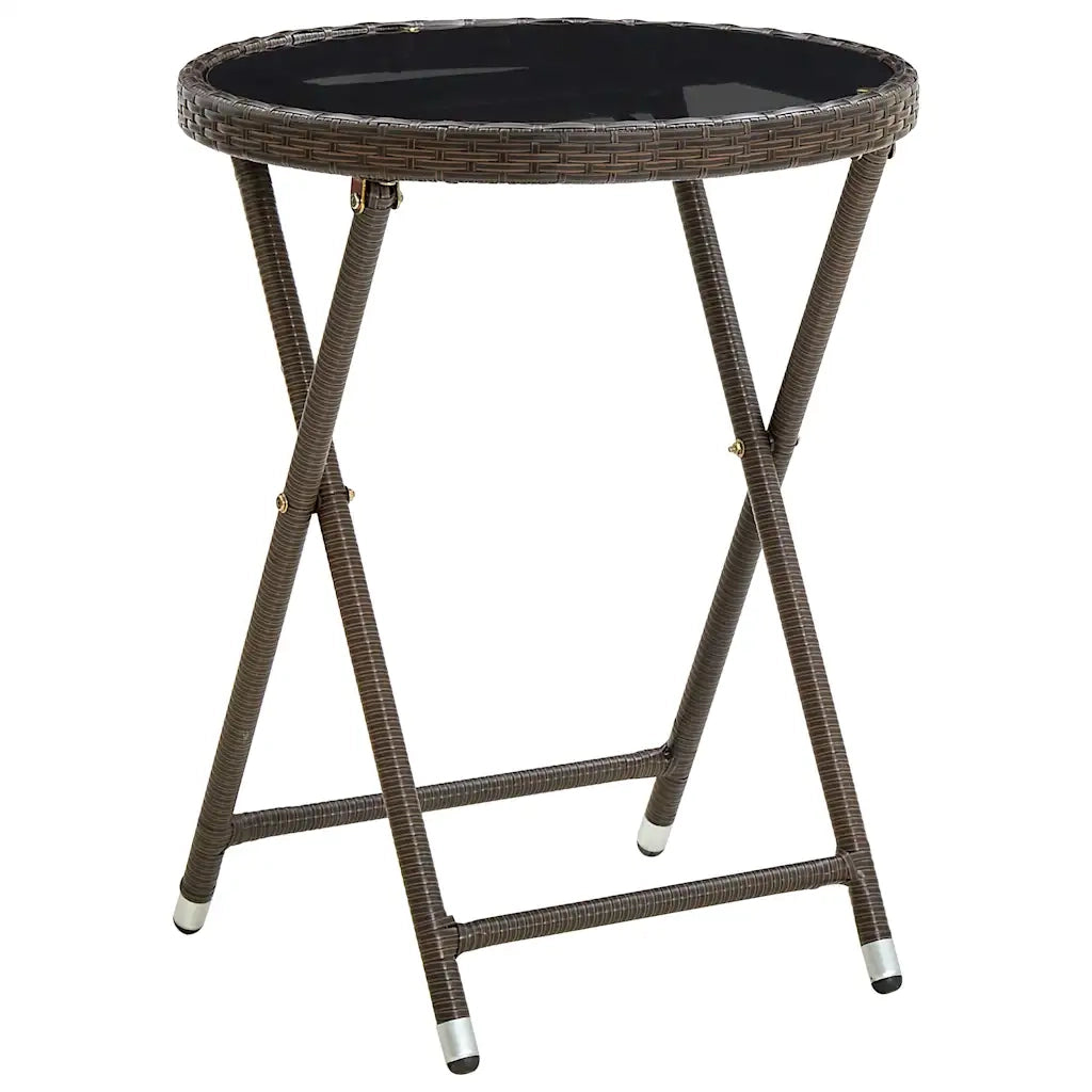 Set BistrÃ² 3 pz con Cuscini Marrone Polyrattan e Vetro