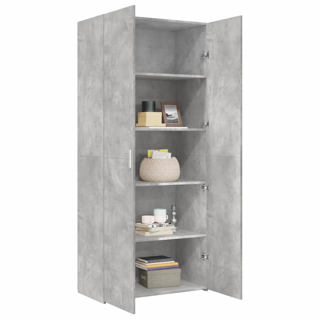 Credenza-Buffet-Armadio da cucina Grigio Cemento 80x42,5x185 cm in Legno Multistrato 822121