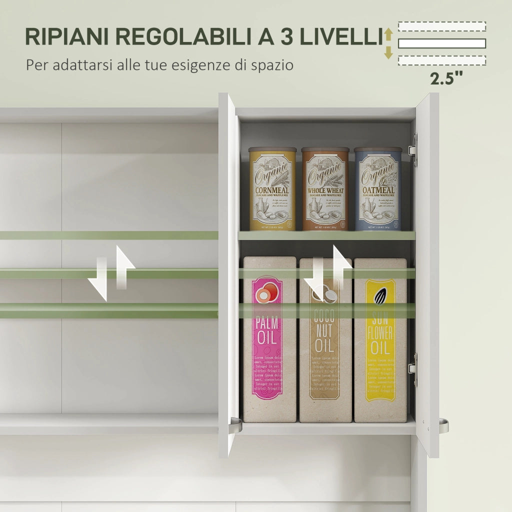 Credenza Bianco Grigio con Cassetti ¨C Zephmum ¨C Legno 101x39x180 cm