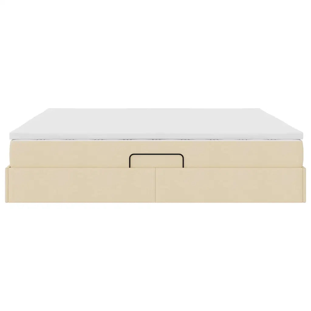 Letto con contenitore e materasso Crema 200 x 200 cm Poliestere