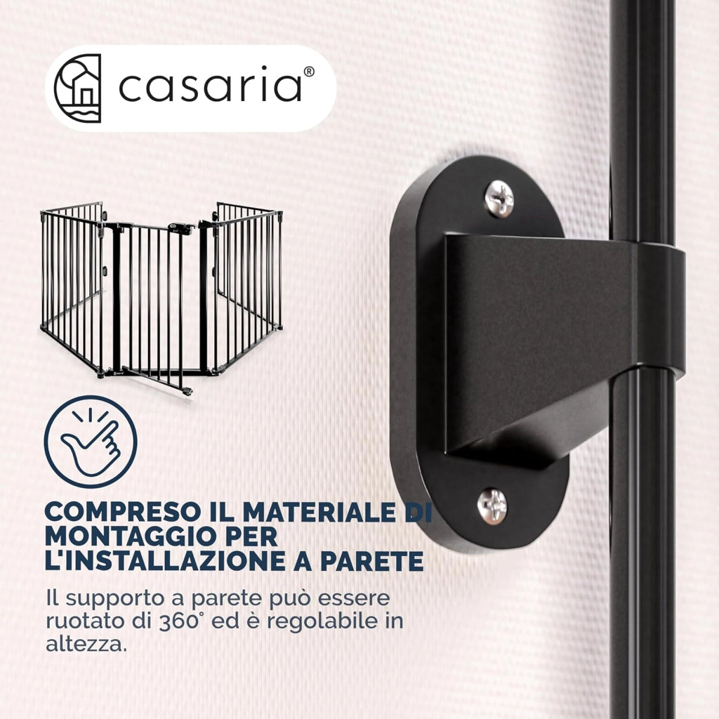 ® Cancelletto di Sicurezza per Caminetto per Bambini con Sportello in Metallo 306x76cm Protezione Cani Animali Barriera Cancello Camino Scale Stufa