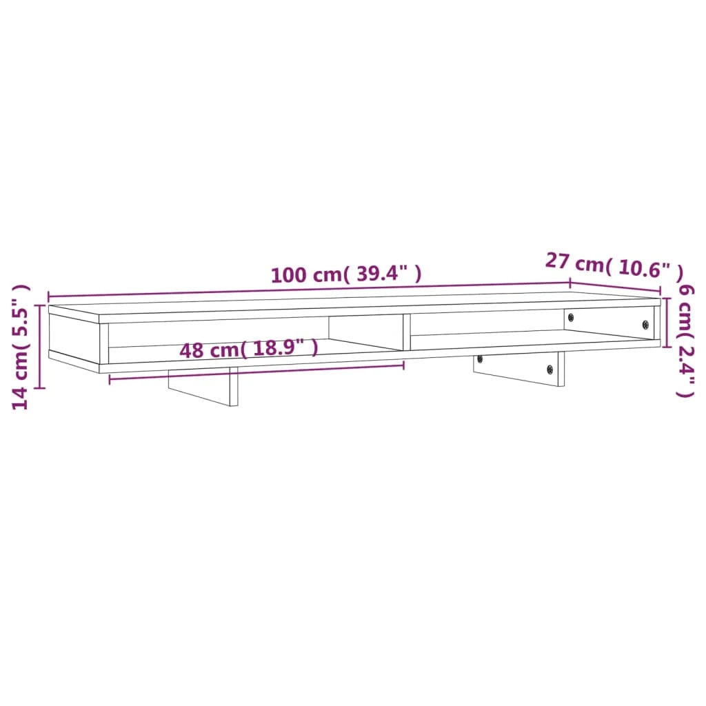 Supporto per monitor 100 x 27 x 14 cm in legno massello di pino bianco 02_0004471