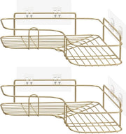 Set di 2 asciugamani per doccia - Supporto angolare per doccia - Appoggio per bagno in color oro.
