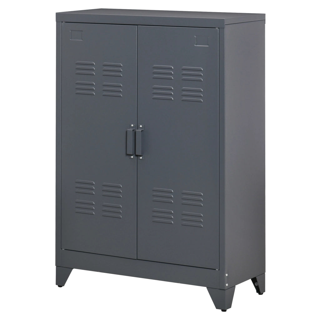 Armadietto Metallico a 2 Ante in Stile Industriale per Casa e Garage, 75x33x110 cm, Grigio