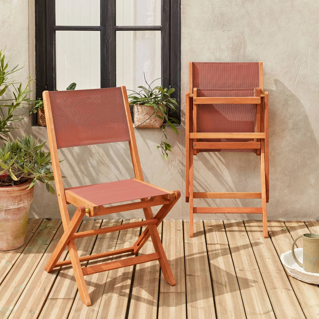 Set 2 sedie da giardino pieghevoli in legno, terracotta