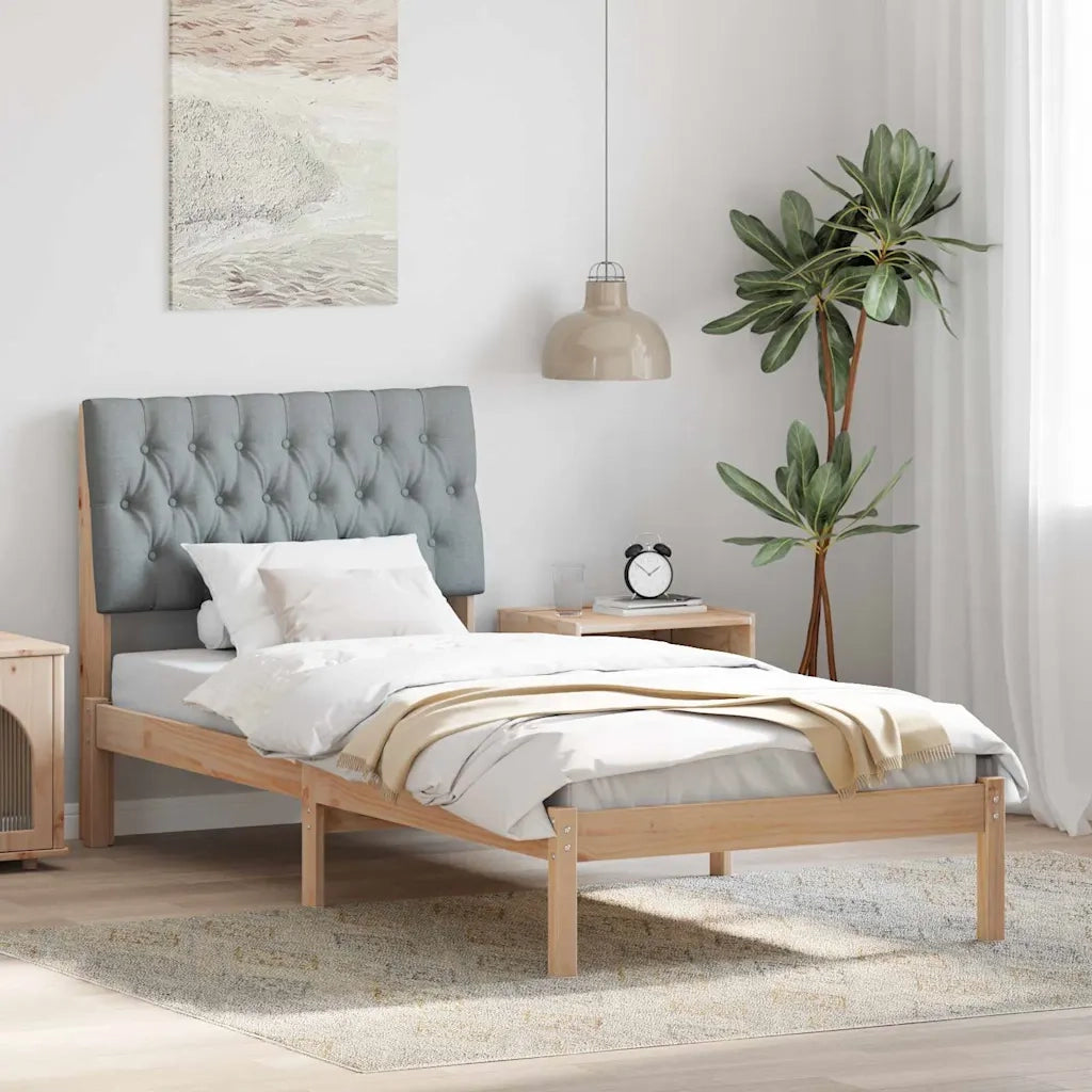 Letto con Testiera Rivestita-Struttura Letto con Testiera Marrone 90 x 190 cm 248699