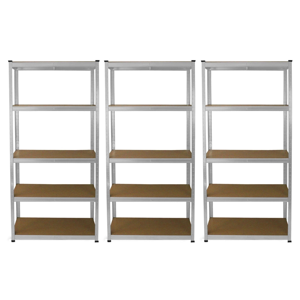Set 3 Scaffali Metallici 90x40x180 cm 5 Ripiani MDF Portata 200 kg - Grigio
