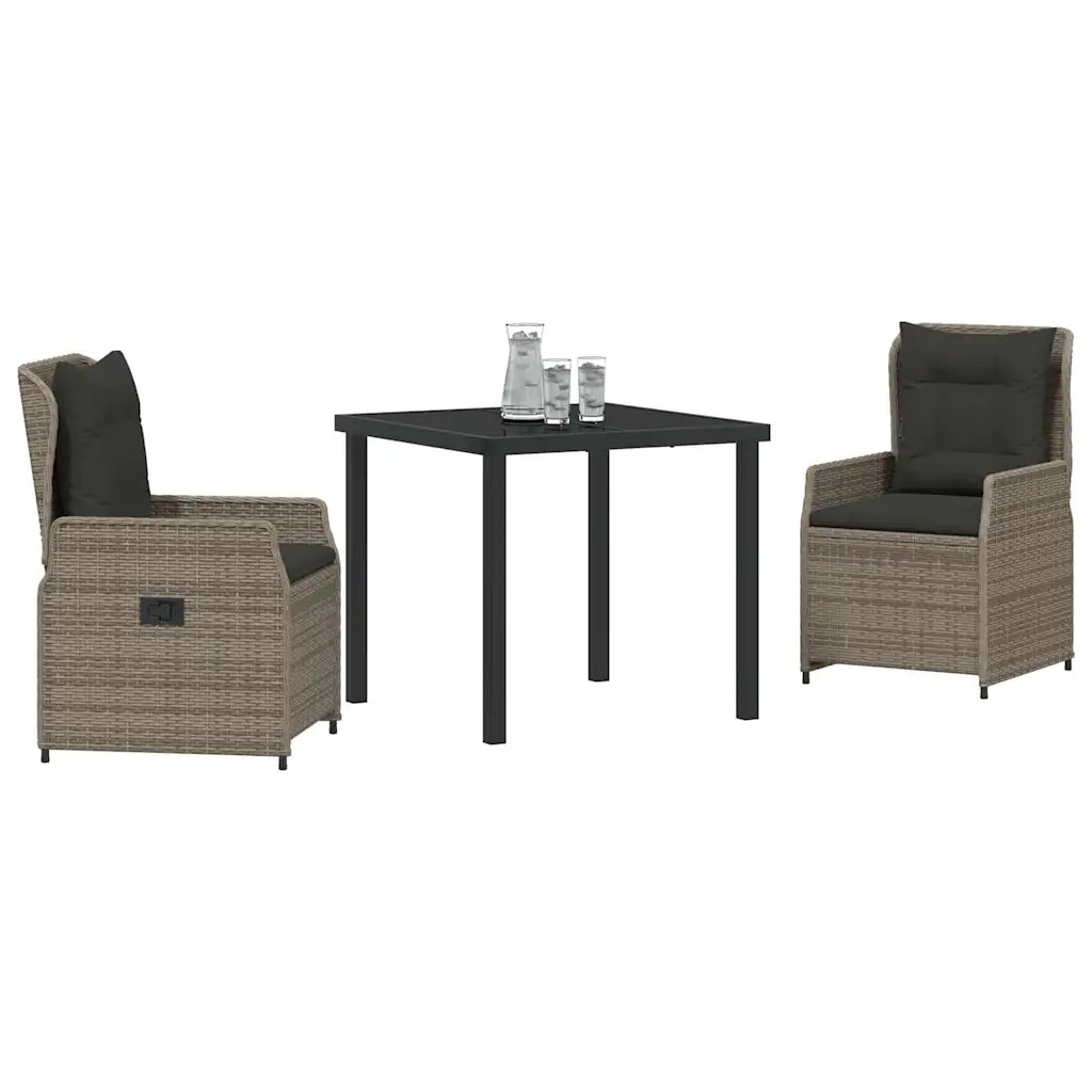 Set da Pranzo per Giardino 3 pcs Grigio polyrattan 3380953