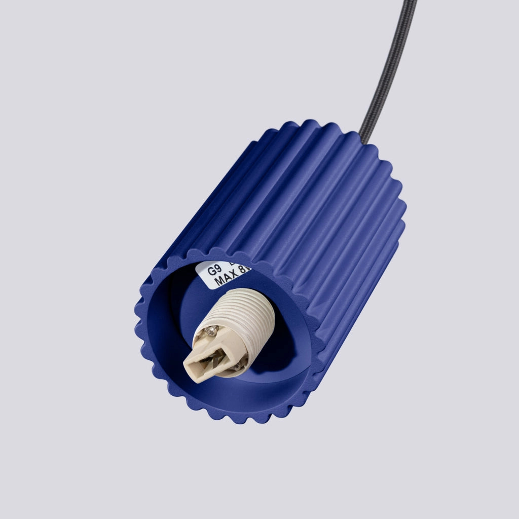 Lampada a sospensione Sfera vetro rigato blu G9 Pure Lume