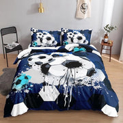 Set di coperte per letto per bambini con tema calcio, stampe trendy di graffiti e cartoon del calcio, coperta con 2 cuscini con copri cuscino (graffiti calcio 2 S)