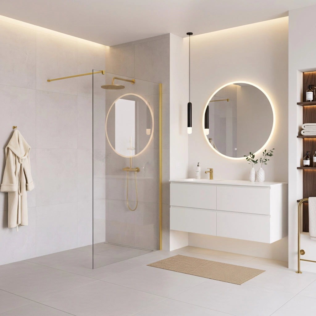 Parete Doccia Rea Flexi Transparent / Gold 80