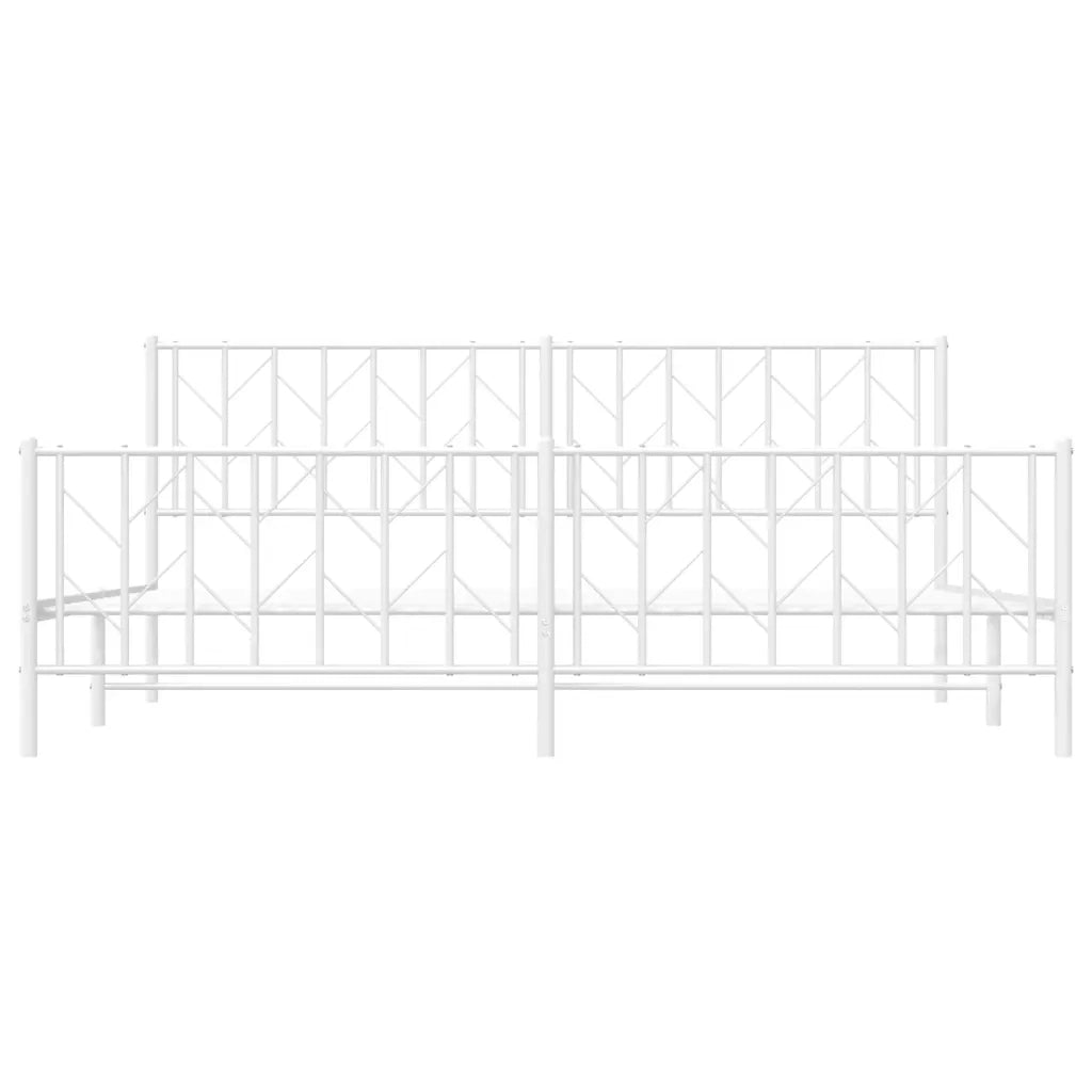 Giroletto con Testiera e Pediera Metallo Bianco 193x203 cm 374510