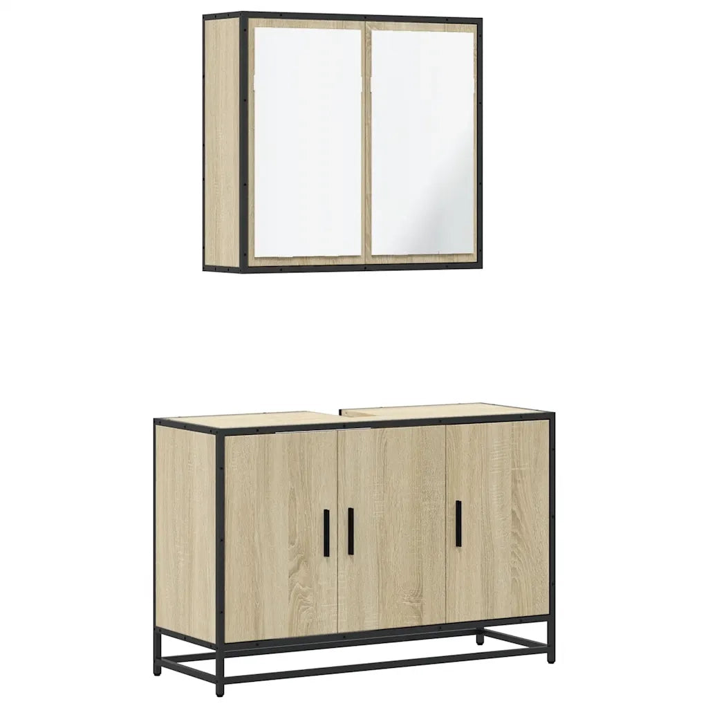 Set Mobili da Bagno 2 pz Rovere Sonoma in Legno Multistrato 3300891