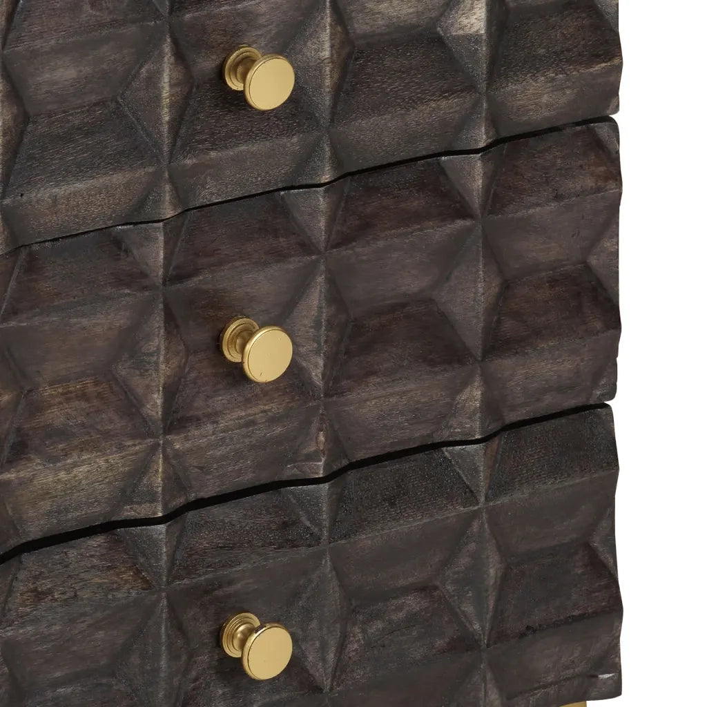 Comodino | Armadio da Notte | Mobiletto da notte Nero 40x30x50 cm in Legno Massello di Mango