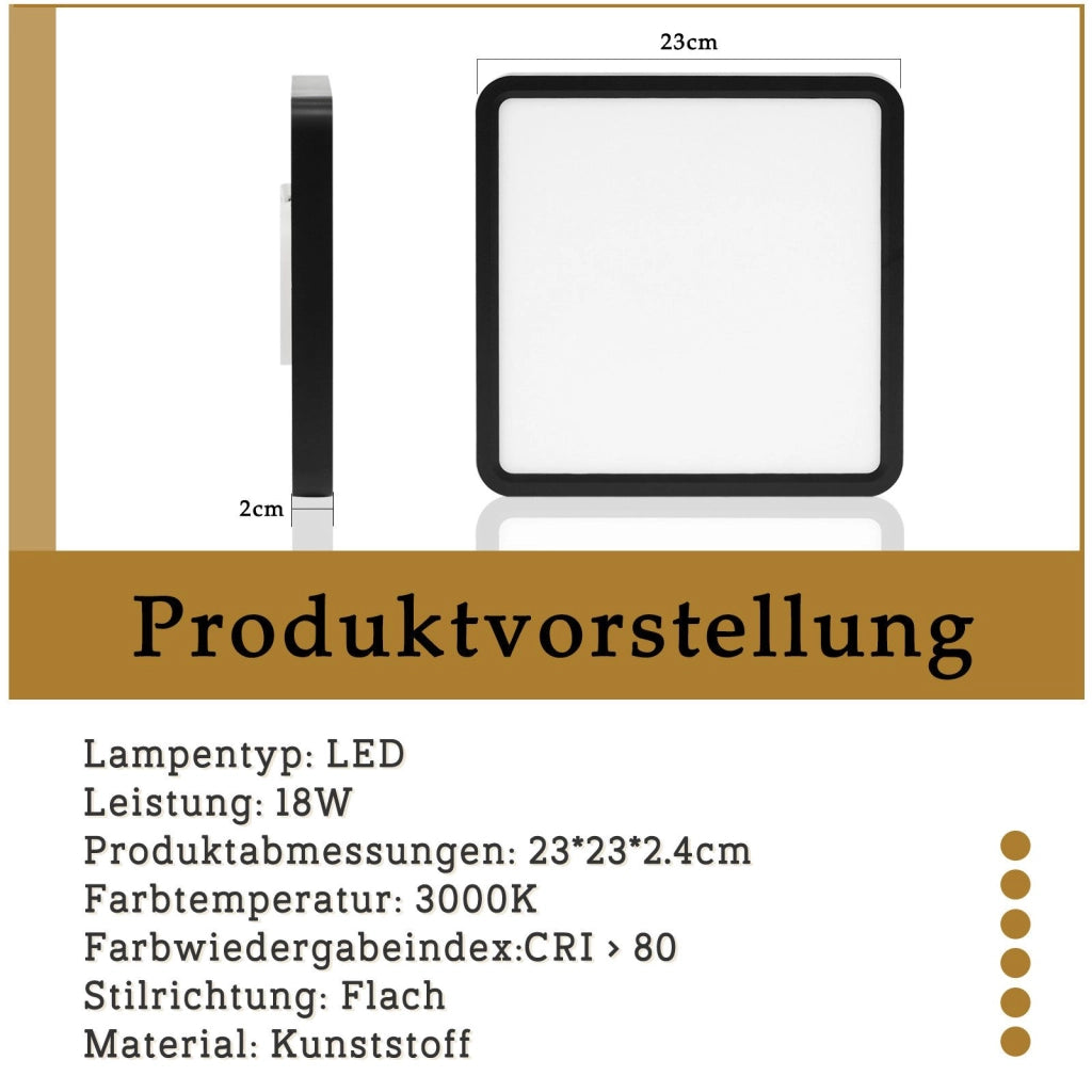 ZMH Lampada da soffitto plafoniera LED nera rotonda 22cm 15W per soggiorno corridoio