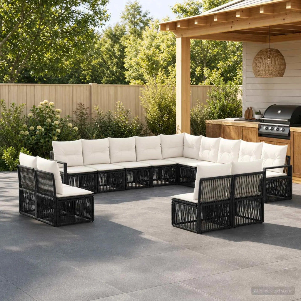 Set Divano da Giardino 13 pz Nero polyrattan 3435874