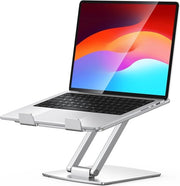 Stand per laptop, stand per computer portatile in alluminio, stand per laptop ergonomica con ventilazione e regolazione di altezza, stand per laptop pieghevole e trasportabile